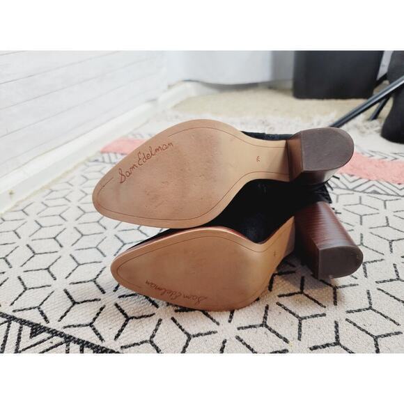 SAM EDELMAN BENJIE FRINGE POINTED TOE HEELED BOOTS IN BLACK, SZ 7.5 - Picture 9 of 13